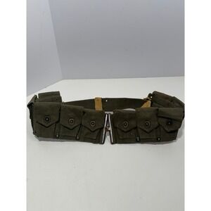 WWII USMC Military M1 Garand Cartridge Belt Canvas Olive Drab 10 Pouch P1923 VTG